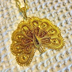 Elegant Gold Peacock Pendant Necklace